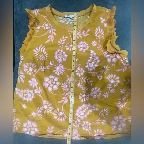 Dr 2 Yellow Floral Top with Ruffle Sleeves- Size XXL - Picture 11 of 11